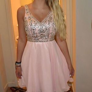 Rhinestone pink homecoming dress